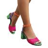 Fashion 2025 European and American Colored Plus Size High-heeled Sandals for Women New Round Toe Fashionable Thick Heel Sandals