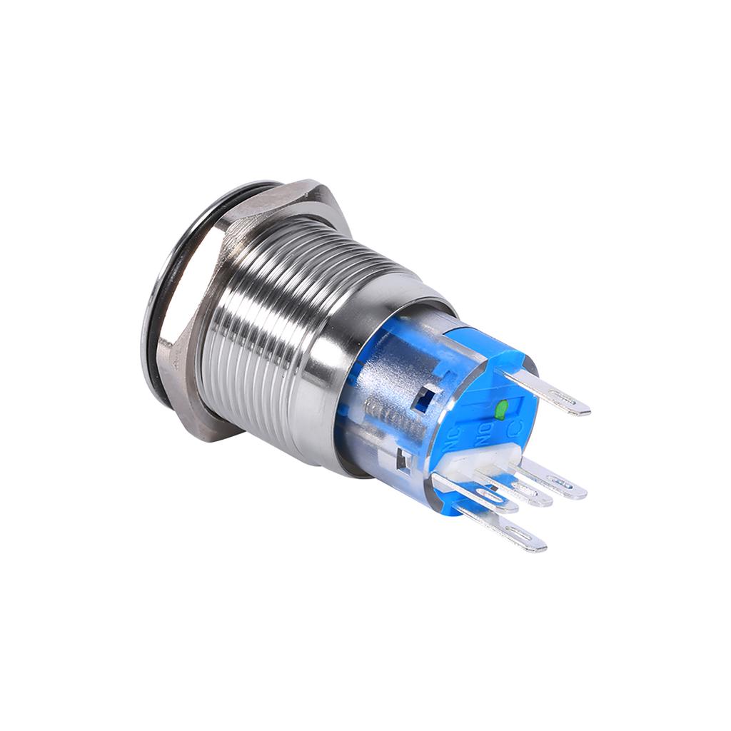 19mm 12V24V Waterproof Stainless Selflocking  ing Push Button Power   Red LED