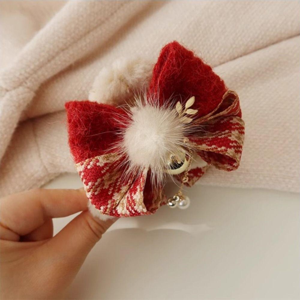 Ball Christmas Hair Claw Tassel Christmas Shark Clip Creative Winter Plush Claw Clip Daily