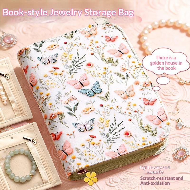 Transparent Jewelry Storage Book with Zipper Clear Pockets Thickened PVC Jewelry Holder Prevents Jewelry from Tangling Damage