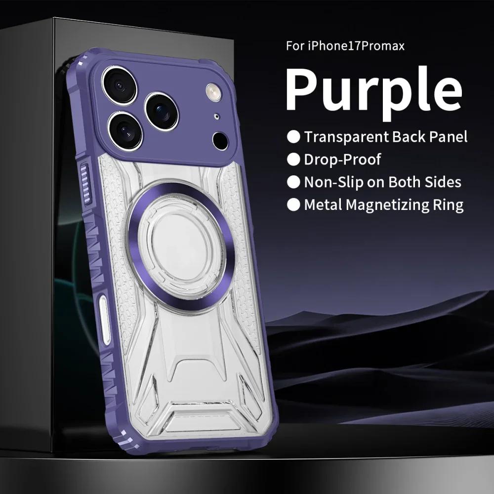 

Magsafe for Wireless Charging Magnetic Phone Case for IPhone 17 Pro Max 17 Air 16 E 15 14 13 Promax Armor Grade Shockproof Shell фиолетовый