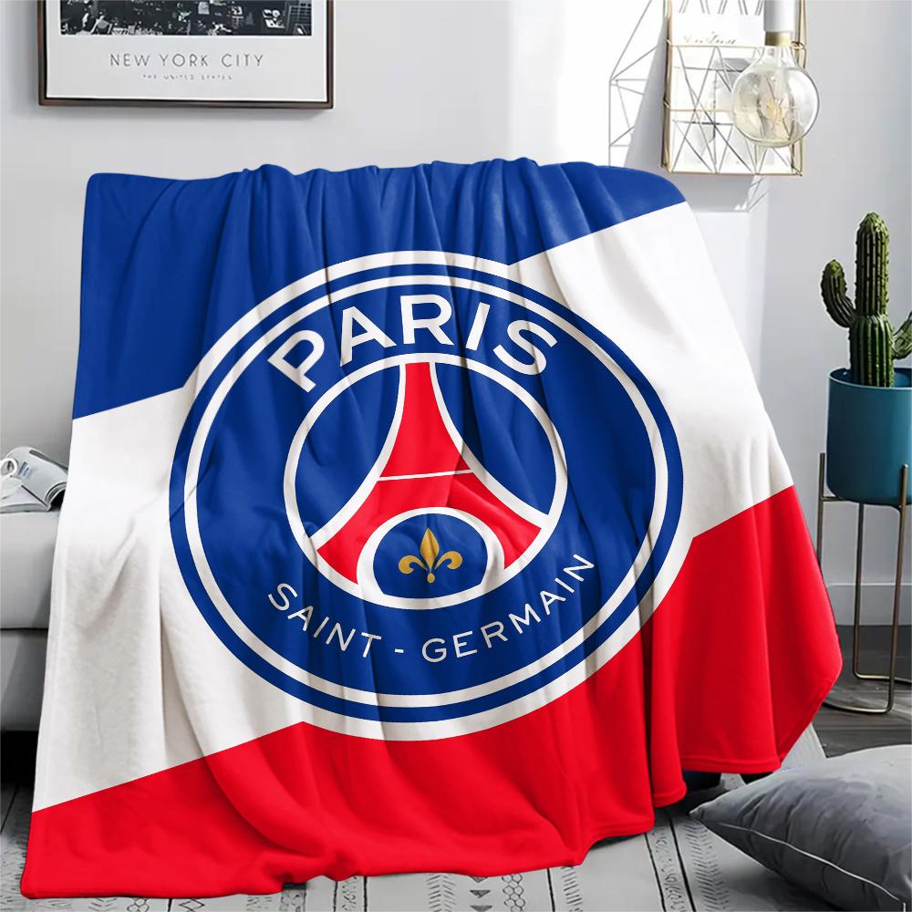 Paris Saint-Germain FC, gemustert Flanelldecke, Hohe Qualität, Bequem für alle Jahreszeiten, Heimdekoration, Wärme und Komfort, Perfekt für Geschenke. 80cm x 120cm