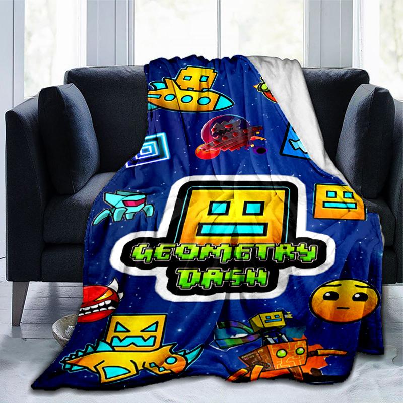 Coperta Colorata con Personaggi di Geometry Dash Adatta per Divani, Letti, Uffici e Campeggio - Regalo Perfetto per Halloween Natale