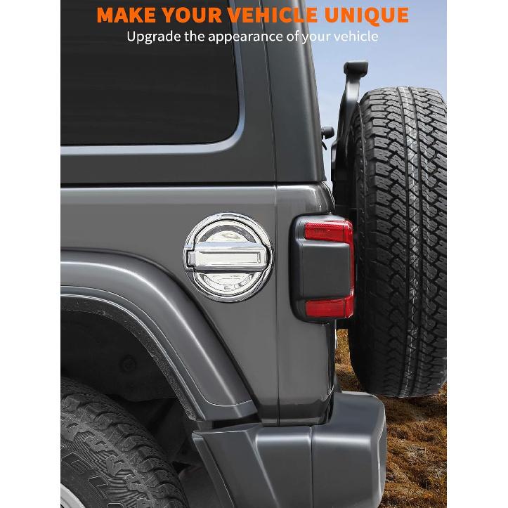 Savadicar Chrome Fuel Door Trim for Jeep Wrangler JL JLU 4xe & Gladiator JT 2018-Present – Exterior Gas Cap Accent Styling Cover Accessory