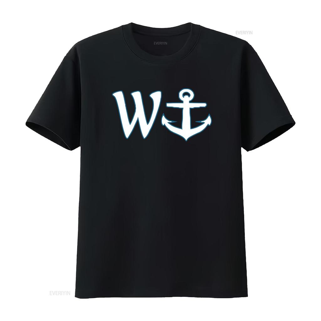 Wanker T Shirt W and Anchor Design Funny Stylish for All vintage Washed Top For Everyday Wear streetwear Unisex fashion
