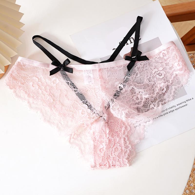 CINOON Sexy Women Lace Panties Low-waist Ultrathin Transparent Briefs Solid Bow Comfort Intimate Underpant