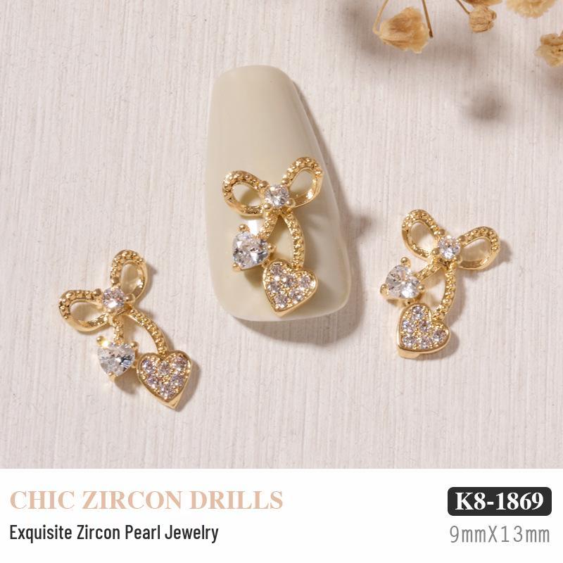 Luxurious Zircon Diamond Bow Nail Art Decorations - Japanese Style