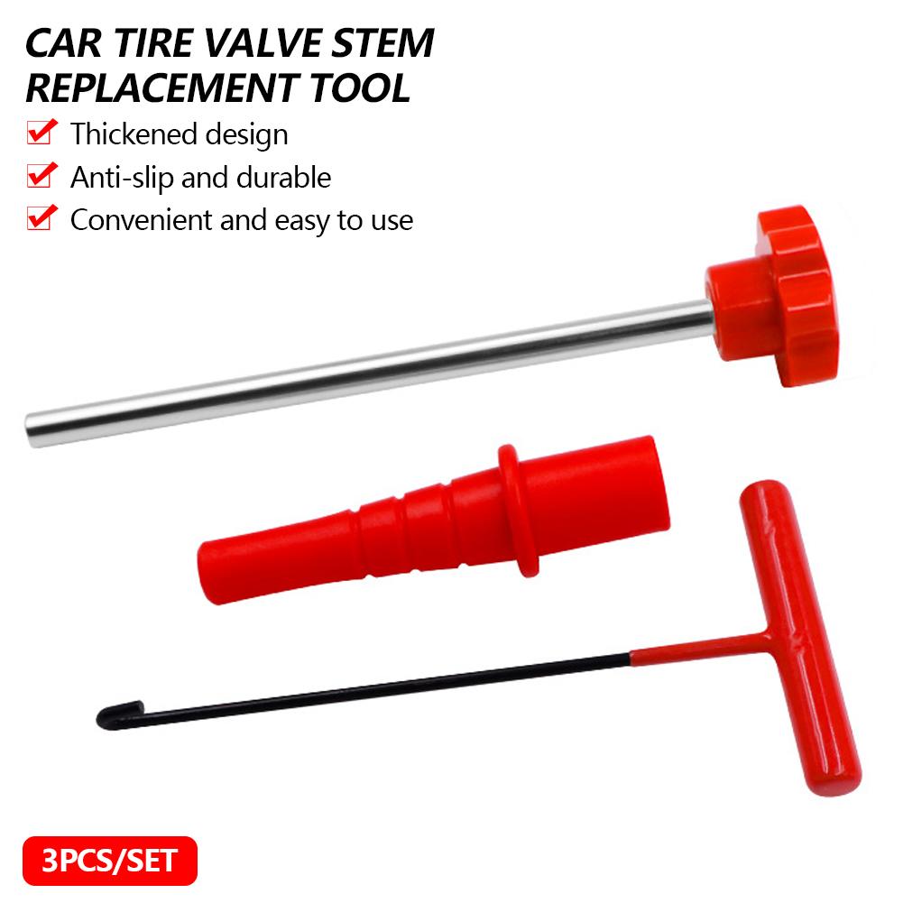 3Pcs/set Valve Stem Tool Car Valve Stem Remover Tools Tire Valve Tool for Replacing Leaky Valves In Car Truck Motorcycle Cycling