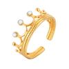 Vnox Stainless Steel Shine Clear Zircon Open Ring For Women, New Noble Crown Adjustable Size, Wedding  Dinner Jewelry Gifts