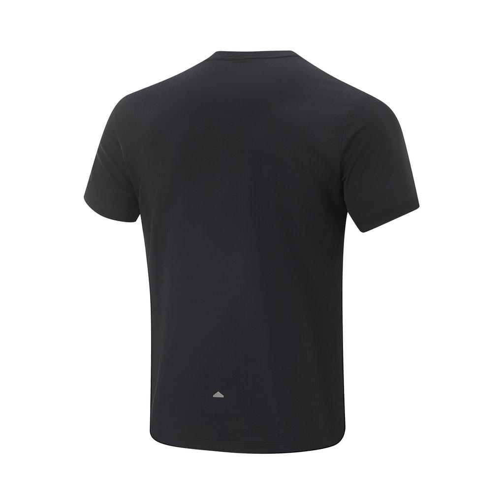 Li Ning Laufserie Lässiges Minimalistisches Sport-Pullover Rundhals Einfarbig Kurzarm T-Shirt Herren Tops Schwarz ATSV471-1
