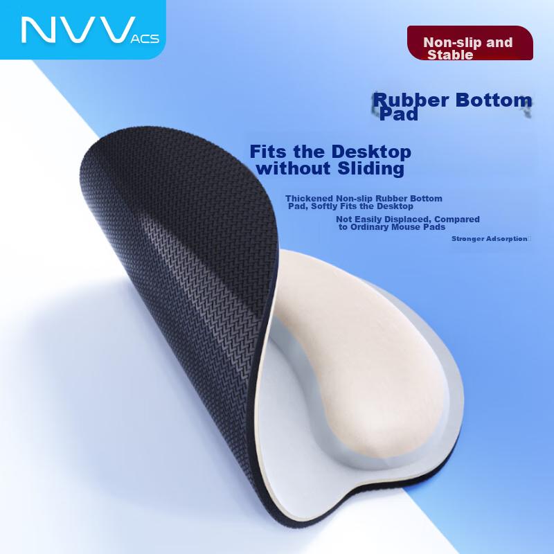 NVV Mouse Wrist Rest Pad, Wrist Support Handrest Mouse Pad, Memory Foam Non-Slip Integrated Office Typing Ergonomic Office Mouse Pad, M7 Silver Gray