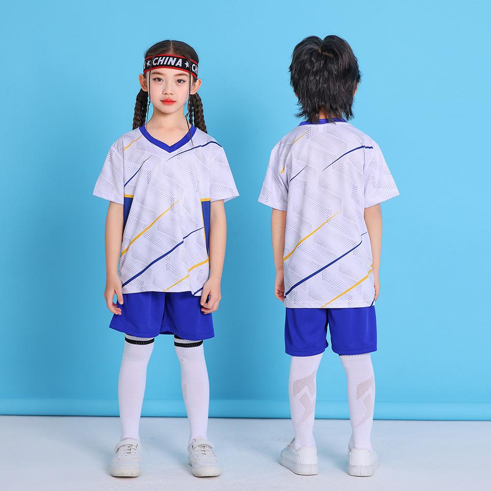 2 Piece Summer Soccer Jersey Children Short Sleeve Training Competition Team Uniform Quick-Dry Boys Girls Football Jerseys