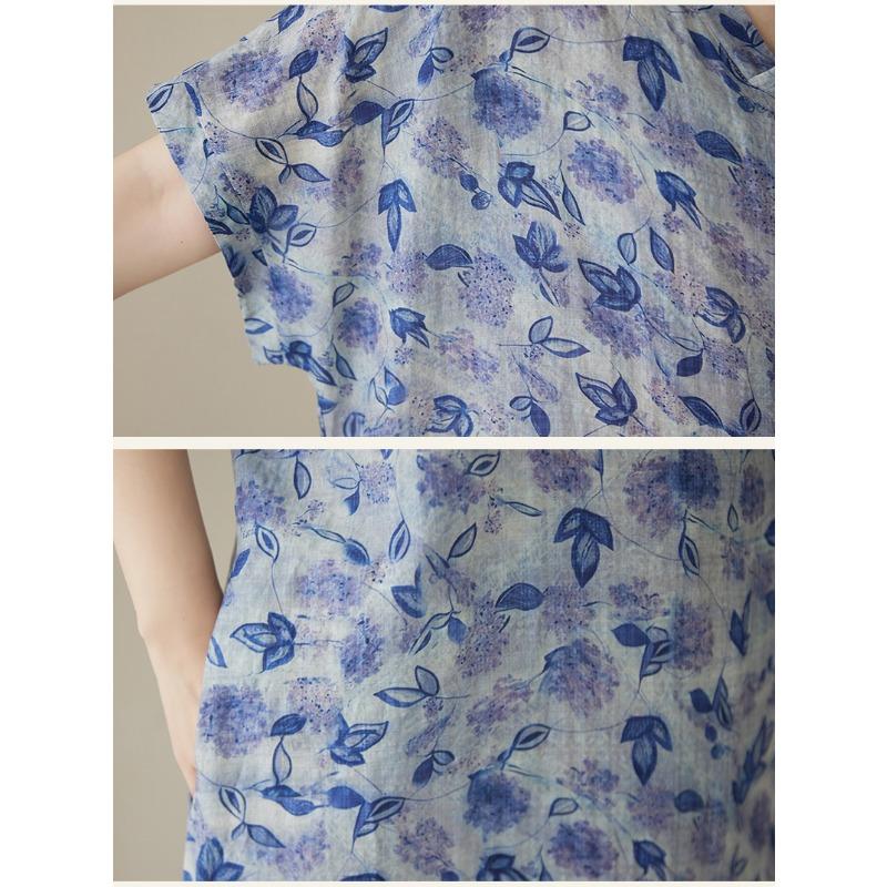 DIMANAF Plus Size 2025 Women Summer Short Sleeve Dress Basic Casual Loose V-Neck Printing Floral Dress New