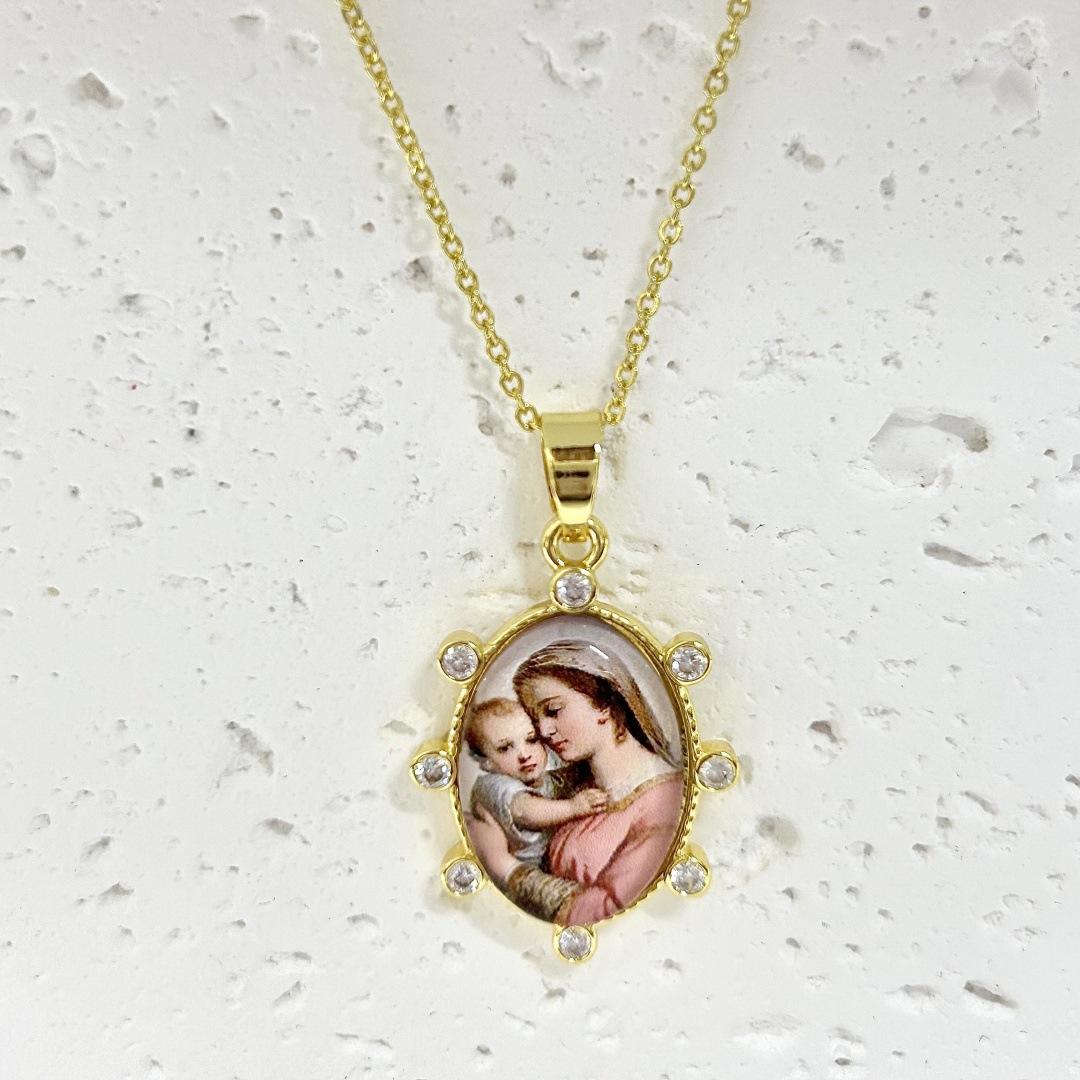 

Модный Шарм Портрет Медь Овал Дева Мария Подвеска Ожерелье Кулоны Парные Повседневная Вечеринка