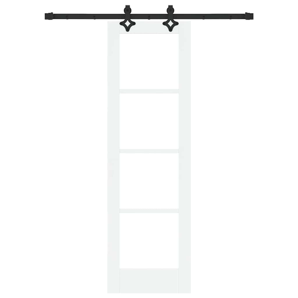 Sliding Door White 61 X 198.5 Cm Solid Pine Wood and Glass