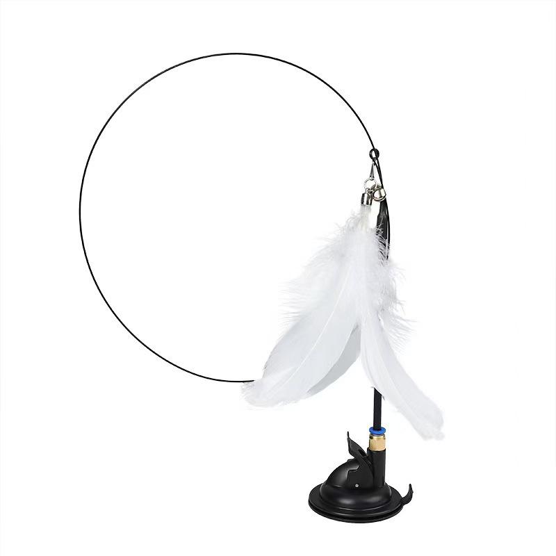 Cat Scratch-Proof Suction Cup Teaser Toy with Feather & Bell