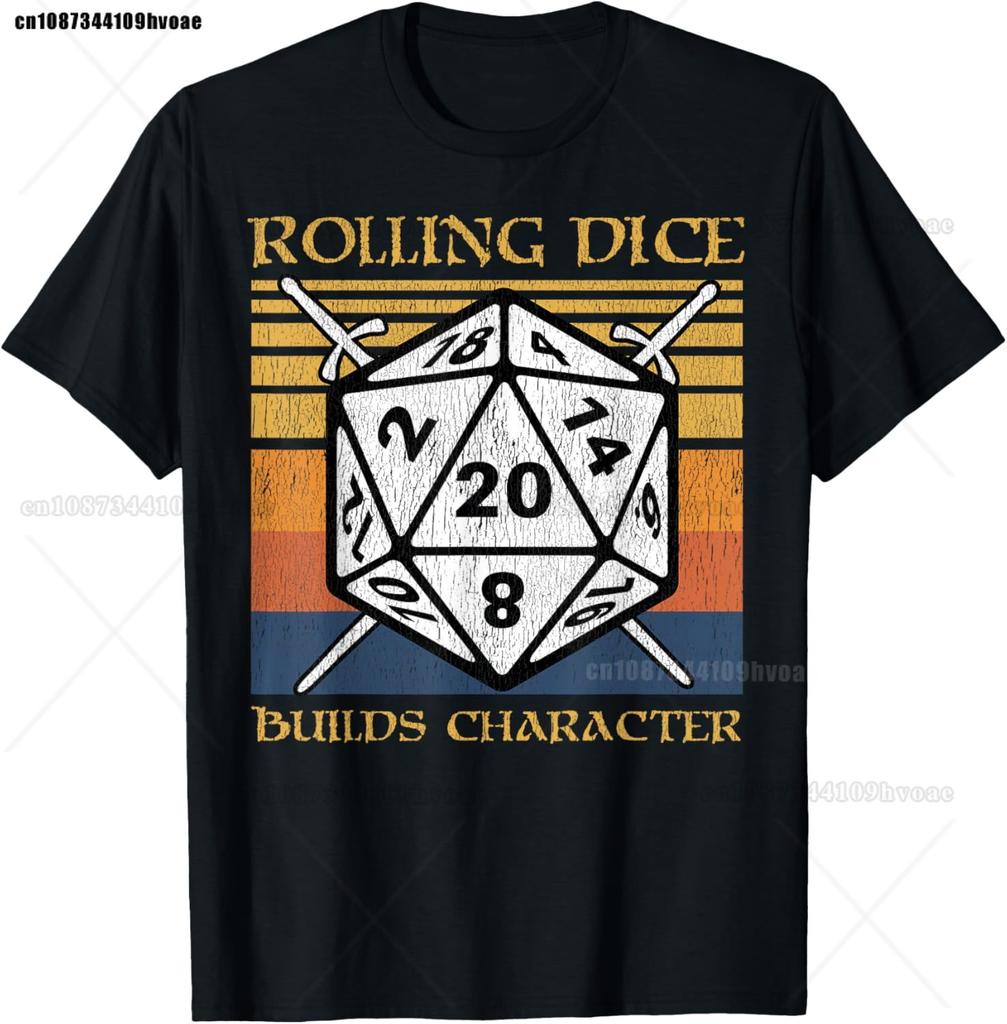 Retro Dungeon Tarot Card Cat Dice D20 TShirt for Concentration Funny Gamer Dice Dragon T Shirts Summer Streetwear Gifts Men
