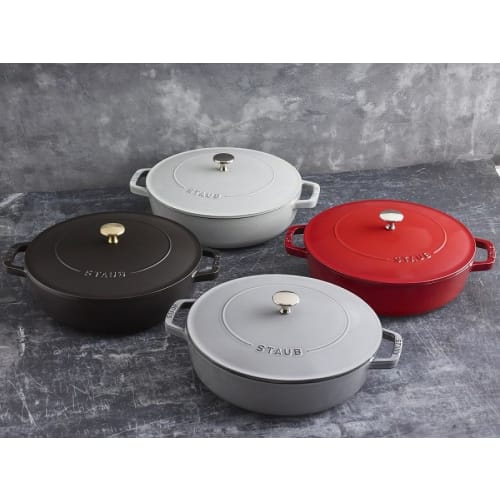 Staub Braiser Saut? Pan, Gray, 24cm, Double-Handled, Cast Iron Enamel, Shallow, Sukiyaki, Induction Compatible [Official Japanese Product] Braiser 405