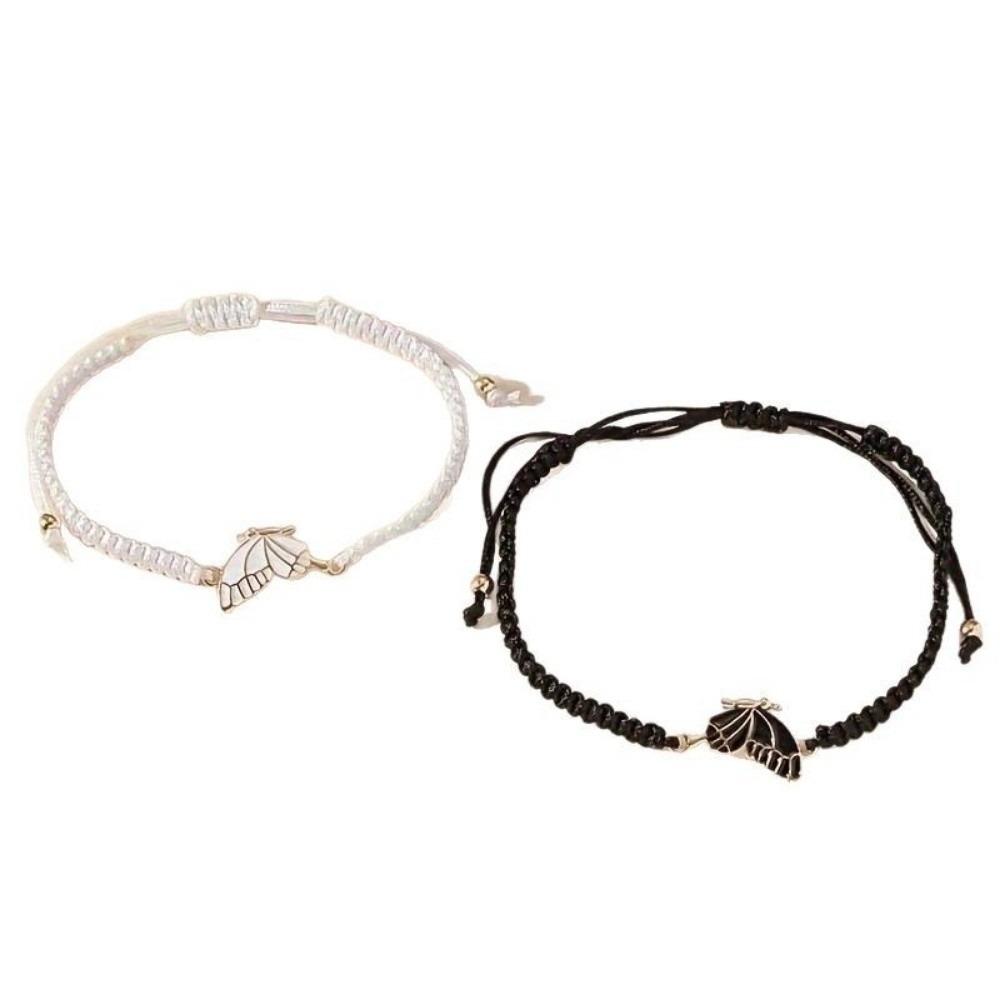 

2Pcs Splicing Design Magnetic Butterfly Bracelet Rope Woven Couple Bracelet Gifts Butterfly
