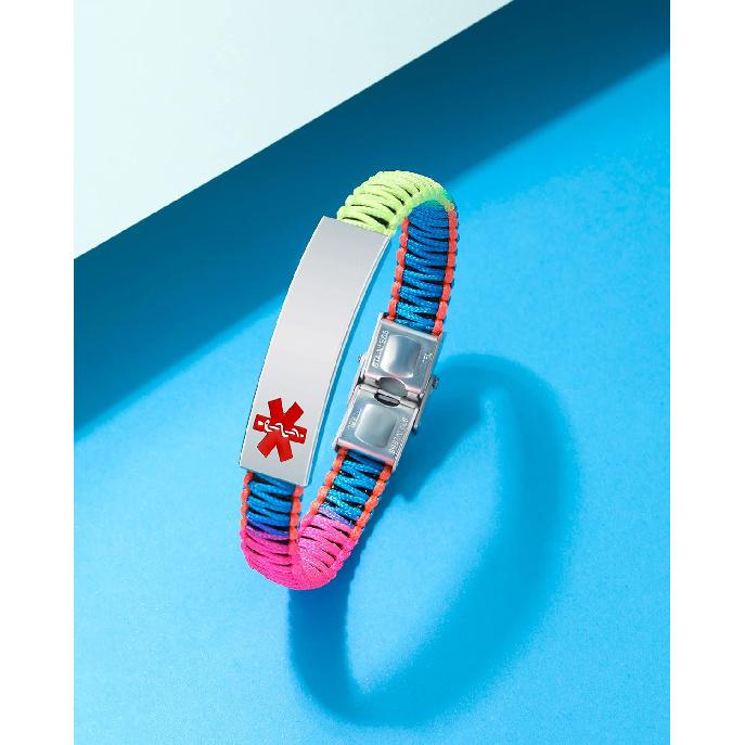 Medical Alert Bracelet for Women | T1D T2D Diabetes Epilepsy Medical Alert ID Emergency Bracelet for Girls & Boys | Handmade Nylon Rope Braided