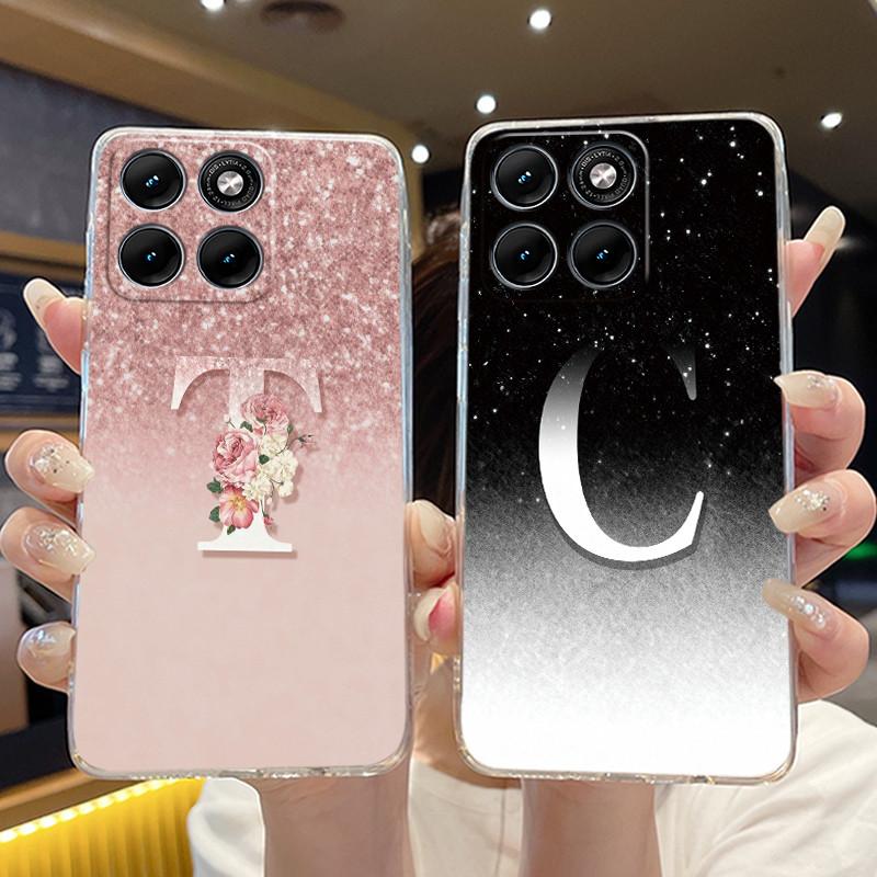 Anti-scratch Phone Case For Motorola Edge 70 Fusion Jelly Clear TPU Soft Casing Fashionable Lucky Letter Flower Couple Shell