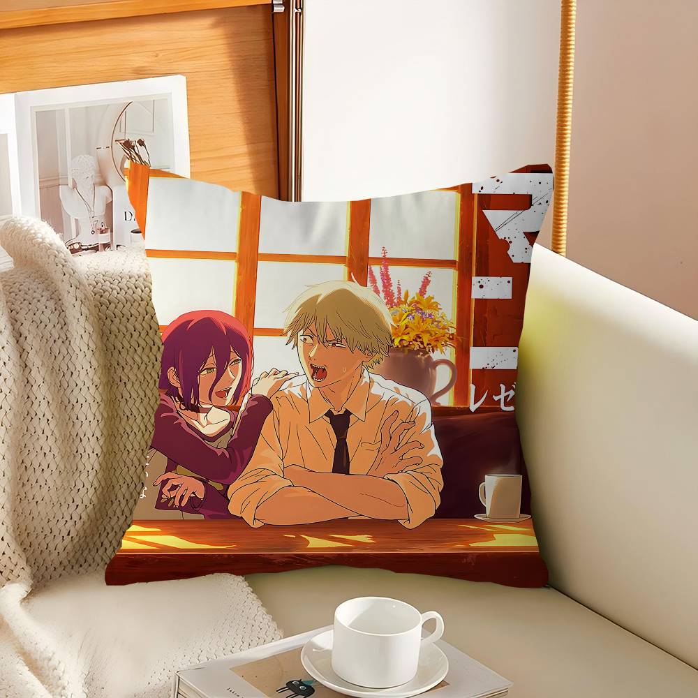 

New Reze Cartoon Office Cushion Pillowcase Car Cushion Cover45X45CM Lumbar Pillowcase Sofa Pillowcover 12x12Inch