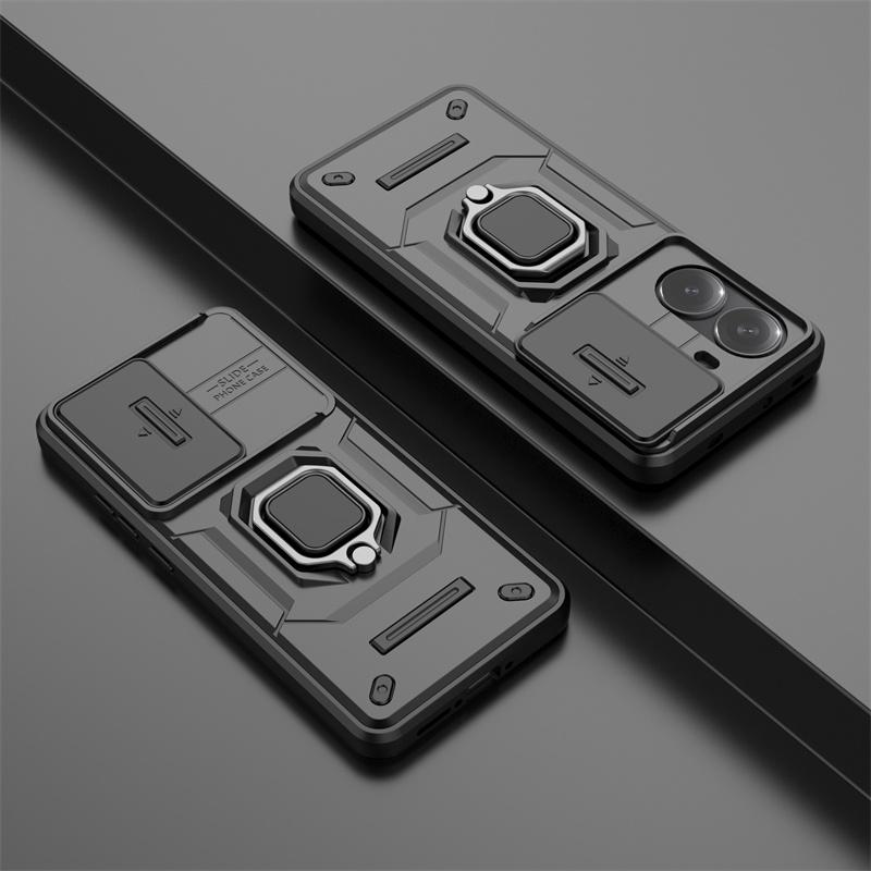 Armor Funda For Xiaomi Poco X7 Pro 5G Slide Lens Camera Protection Ring Holder Back Cover for Pocco Poko Little X7Pro PocoX7pro