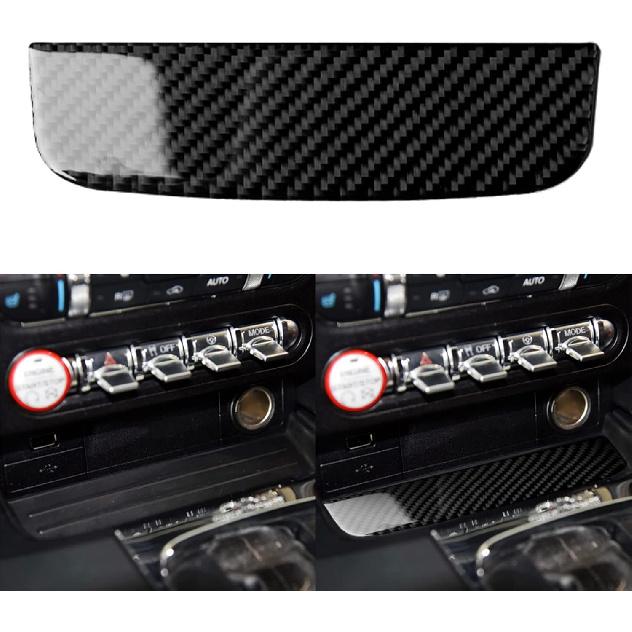 NVCNX Real Carbon Fiber Compatible with Ford Mustang GT 2015- 2016 2017 2018 Accessories Car Gear Shift Frame Cover Interior Trim Sticker Decal
