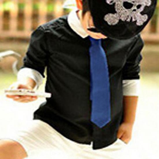 Necktie Breathable Elastic Solid Color Boy Stain Necktie for Wedding