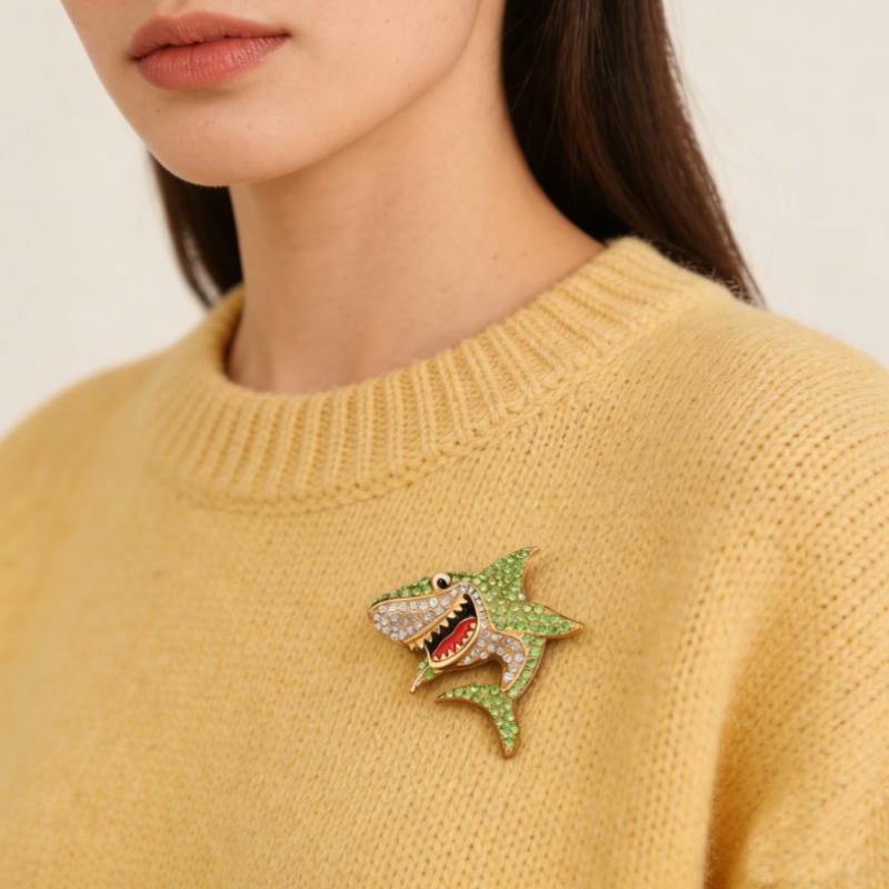 Creative Cute Shark Brooches For Women Clothing Coat Jewelry Accessories