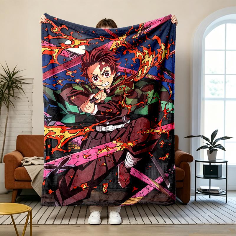 Demon Slayer Soft and comfortable flannel Suitable for sofas living rooms outdoor camping travel and also makes a great anniversary gif