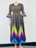 Autumn 2025 Elegant Gradient V-Neck Plus Size Dress for Women