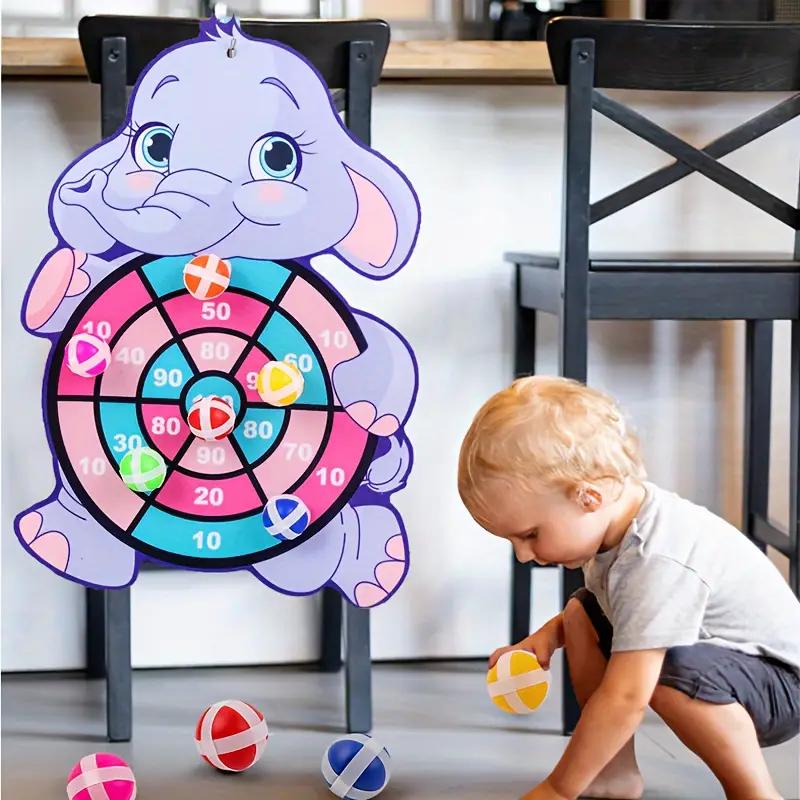 Elephant themed sticky ball dart board two pack toy set, children's favorite fun toys, indoor and outdoor interactive games