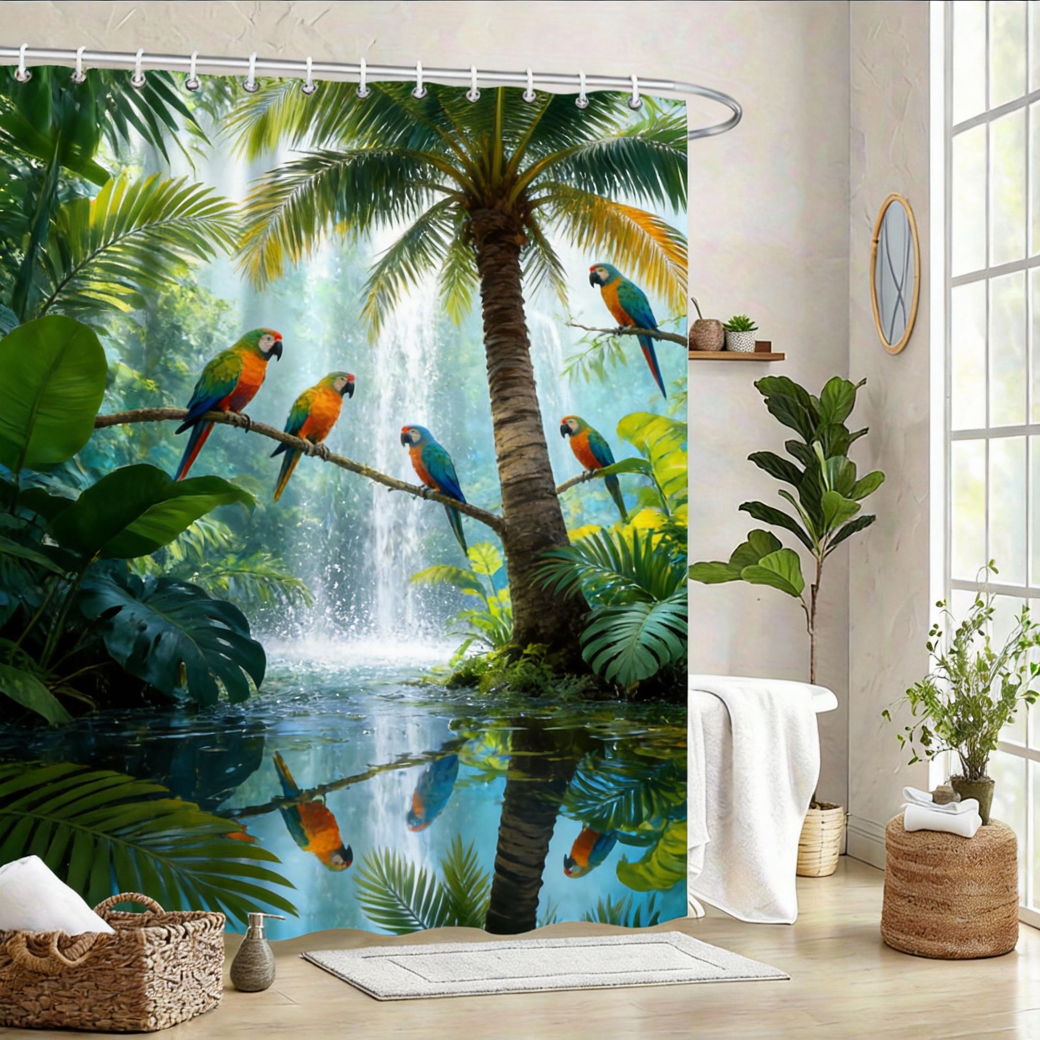 

Zen Bamboo Shower Curtain 180X180Cm – Minimalist Forest Design, Calming Bathroom Decor Gift, 12 Hooks W60H190(CM)-1 Pcs