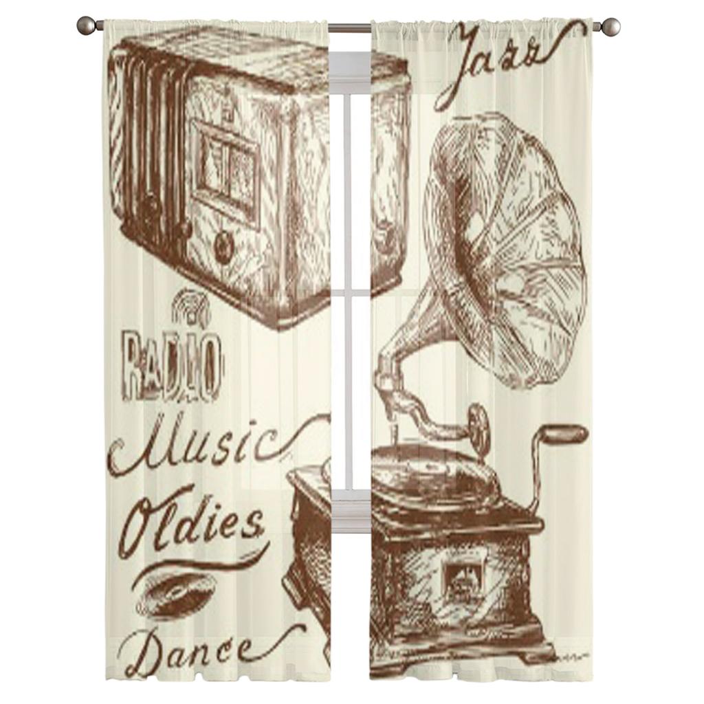 Musik Doodles Tüll Sheer Fenster Vorhänge Für Wohnzimmer Die Schlafzimmer Moderne Chiffon Voile Organza Vorhänge Decor Vorhänge