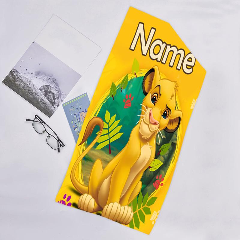 1pc Lion King3 Beach Towel with Custom Name, Beach/Swimming/Bath/Picnic/Camping Towel, Suitable for Seaside Beaches