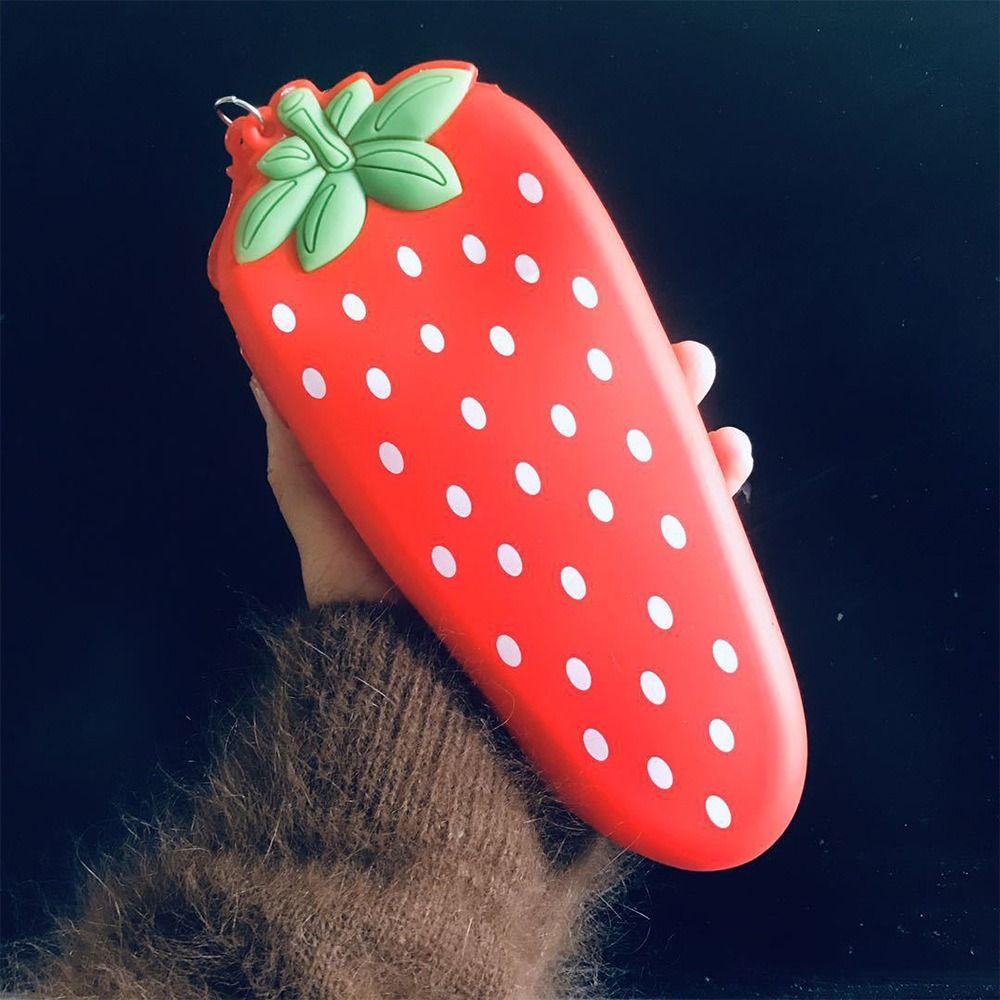 Silicone Pencil Case Simulated Fruit Stationery Pouch Portable Stationery Organizer  Students