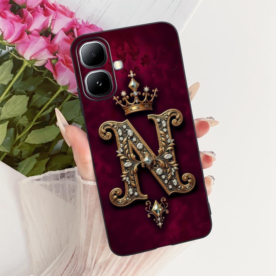 For Infinix Smart 20 Case X6840 X6840B Cute Crown Letters Cover Soft Silicone Case For Infinix Smart 20 Smart20 Back Cover Coque