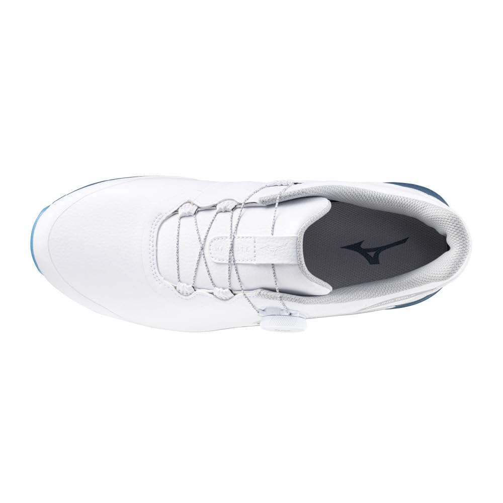 Mizuno Nexlite UW Boa Golf Shoes, Wide, Men's, White/Blue, Size 27.0 Cm, F