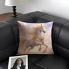 White Horse Luxury Cushion Cover Natural Linen Organic Fabric DoubleSided Printing Sofa Home Decor Gift Pillow Case