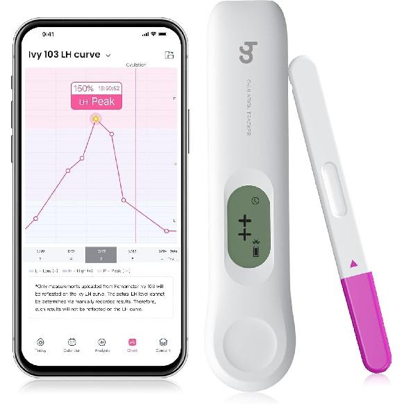 Цифровой набор тестов-предсказателей овуляции Femometer IVY103, Автоматическая синхронизация с приложением Femometer, Обеспечивает более точное предсказание овуляции и рекомендации, Легкий в