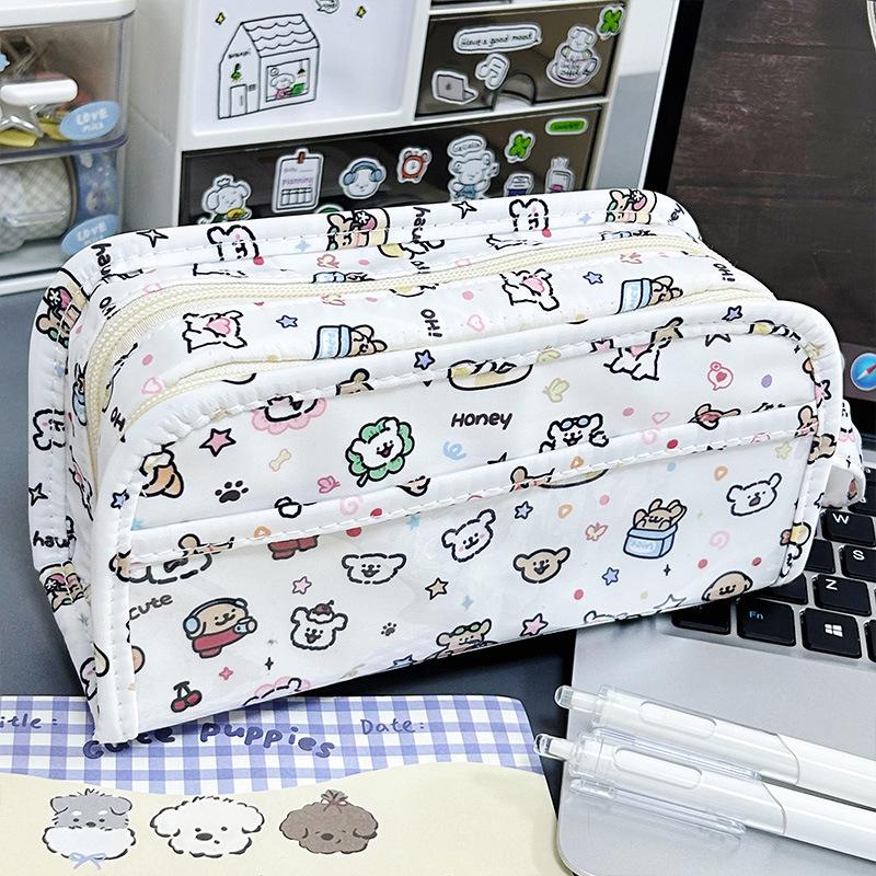 Winter Pattern Multi-Layer Pencil Case: Cute, Large Capacity, Multi-functional Stationery Bag for Students