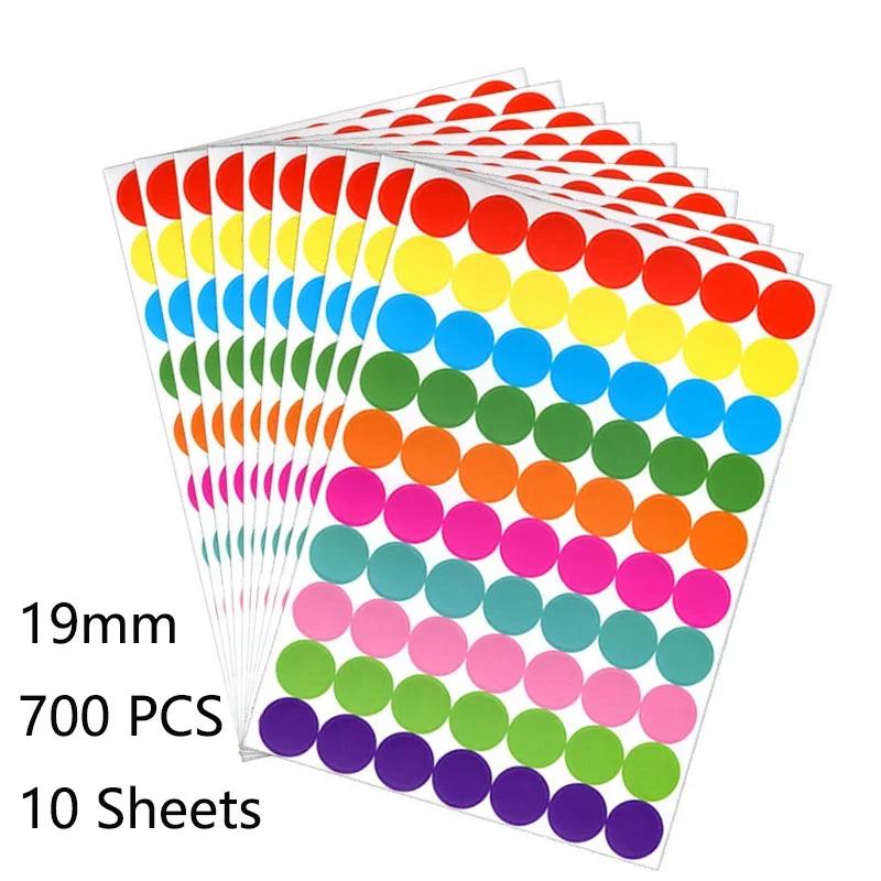 6mm 8mm 10mm 19mm 20mm 40mm Colored Dot Stickers Polka Circle Office Classroom Party Decoration Toys Diary Decoration Sticker