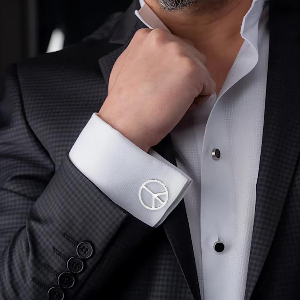 My Shape Peace Sign Cufflinks Stainless Steel Cufflinks Men Classic Cuff Buttons Wedding Business Shirt Suits Fashion Jewelry