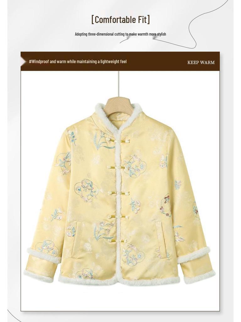 Thickened Retro Chinese-Style Cotton Jacket with Frog Buttons
