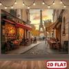 Paris Street Cafe Tapestry, Eiffel Tower Background Cloth, Home Decor