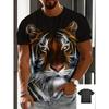 T-shirt à manches courtes imprimé animal 3D à col rond à la mode, personnalité, polyvalent, loisirs, pour hommes, ample, grande taille