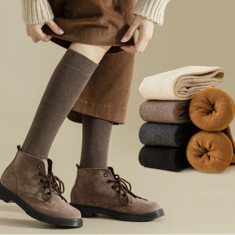 Women s Winter Thick Fleece Knit Socks mustard