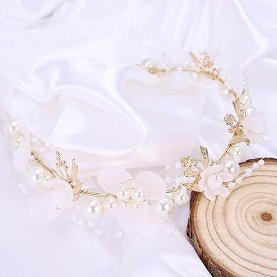 Elegant Handmade Chinese Retro Bridal Crown Headband with Pearls