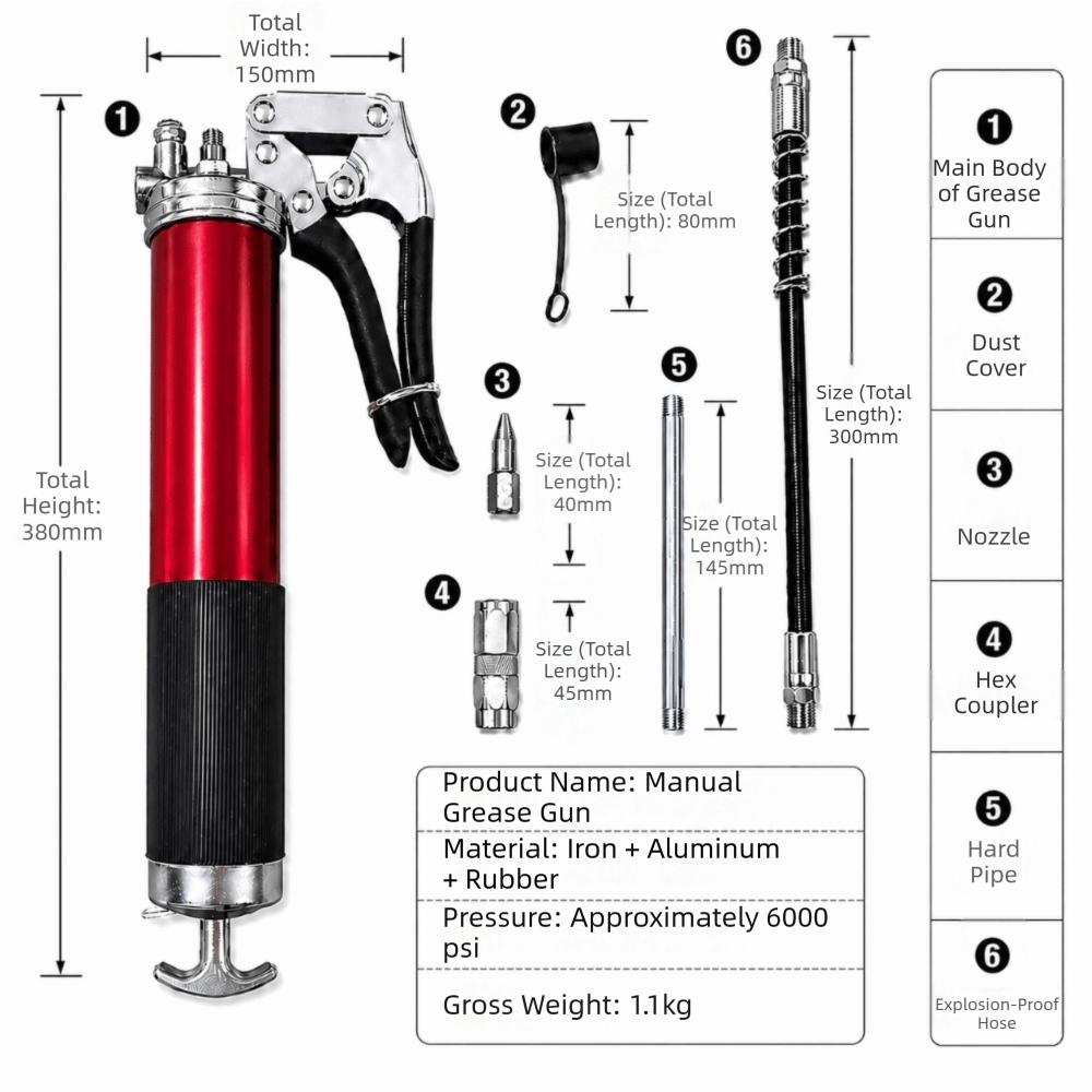 Portable Grease Tool Aluminum Zinc Zinc Alloy Grease Injector Precision Lubrication